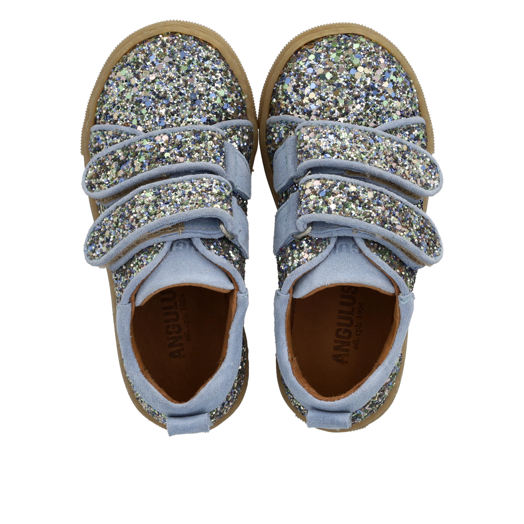 Sparkling glitter sneaker with suede trim