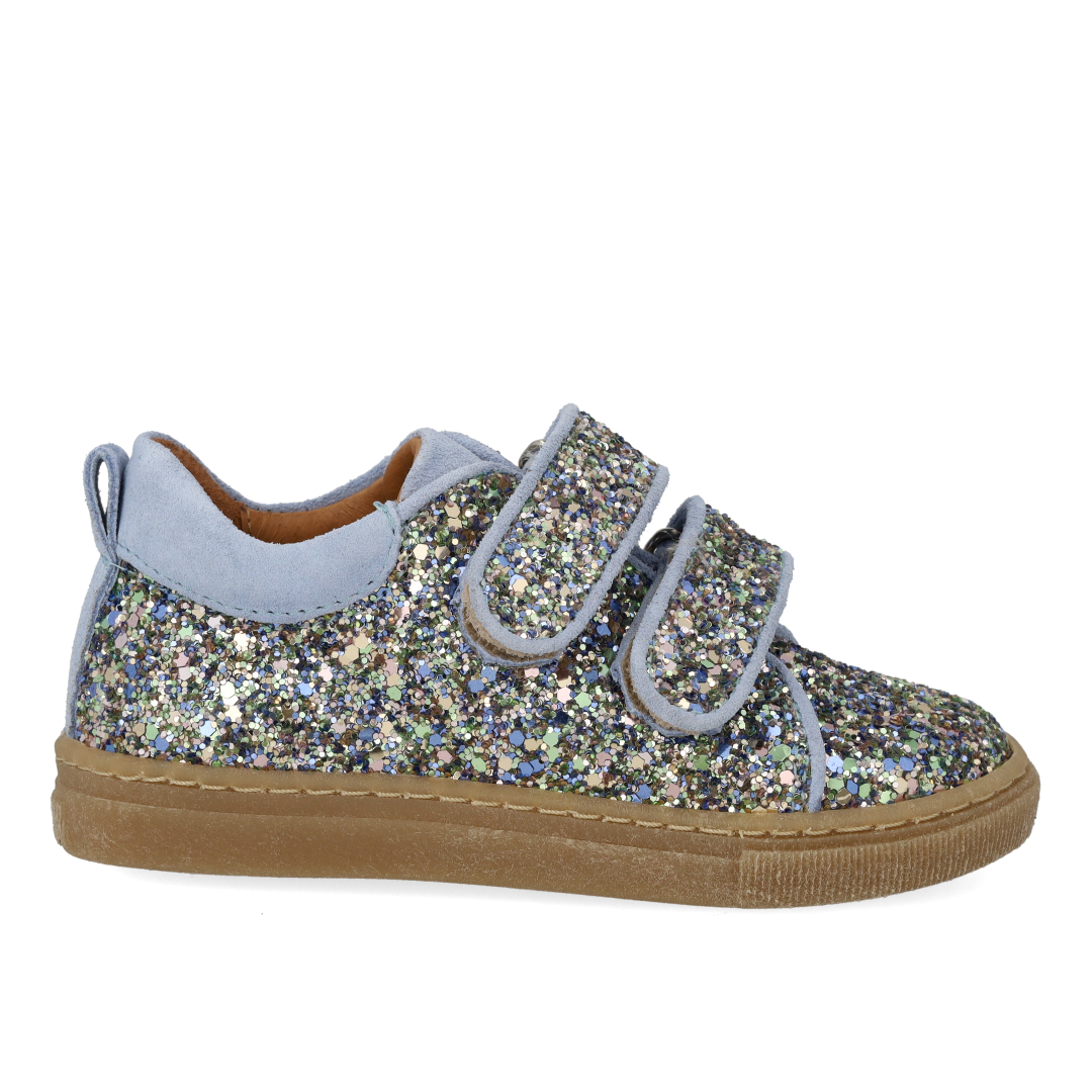 Sparkling glitter sneaker with suede trim