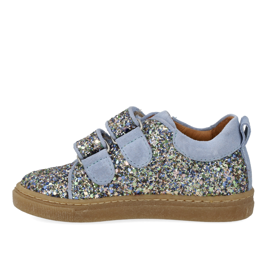 Sparkling glitter sneaker with suede trim