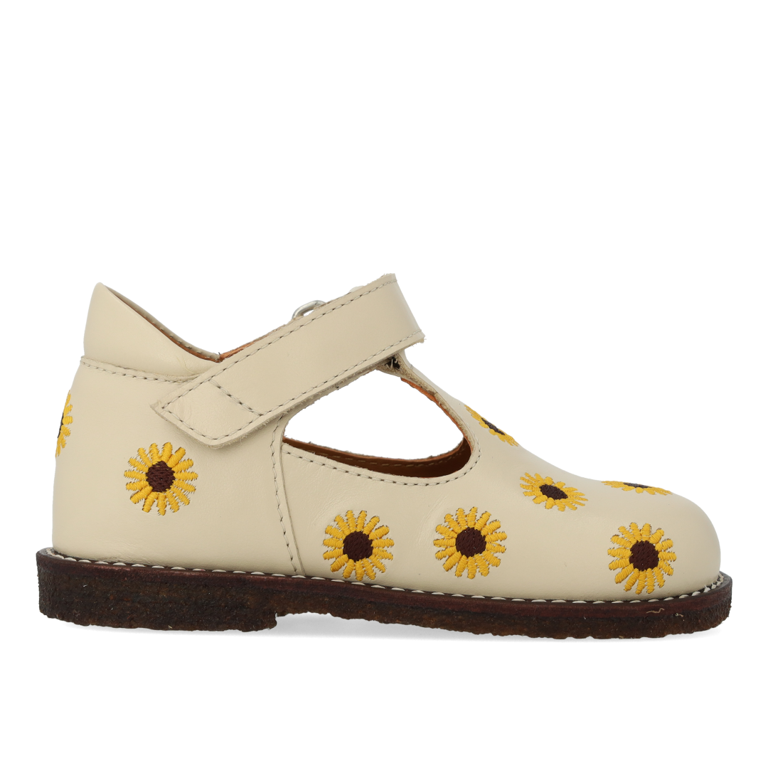 Classic toddler tulle shoes with sunflower embroidery