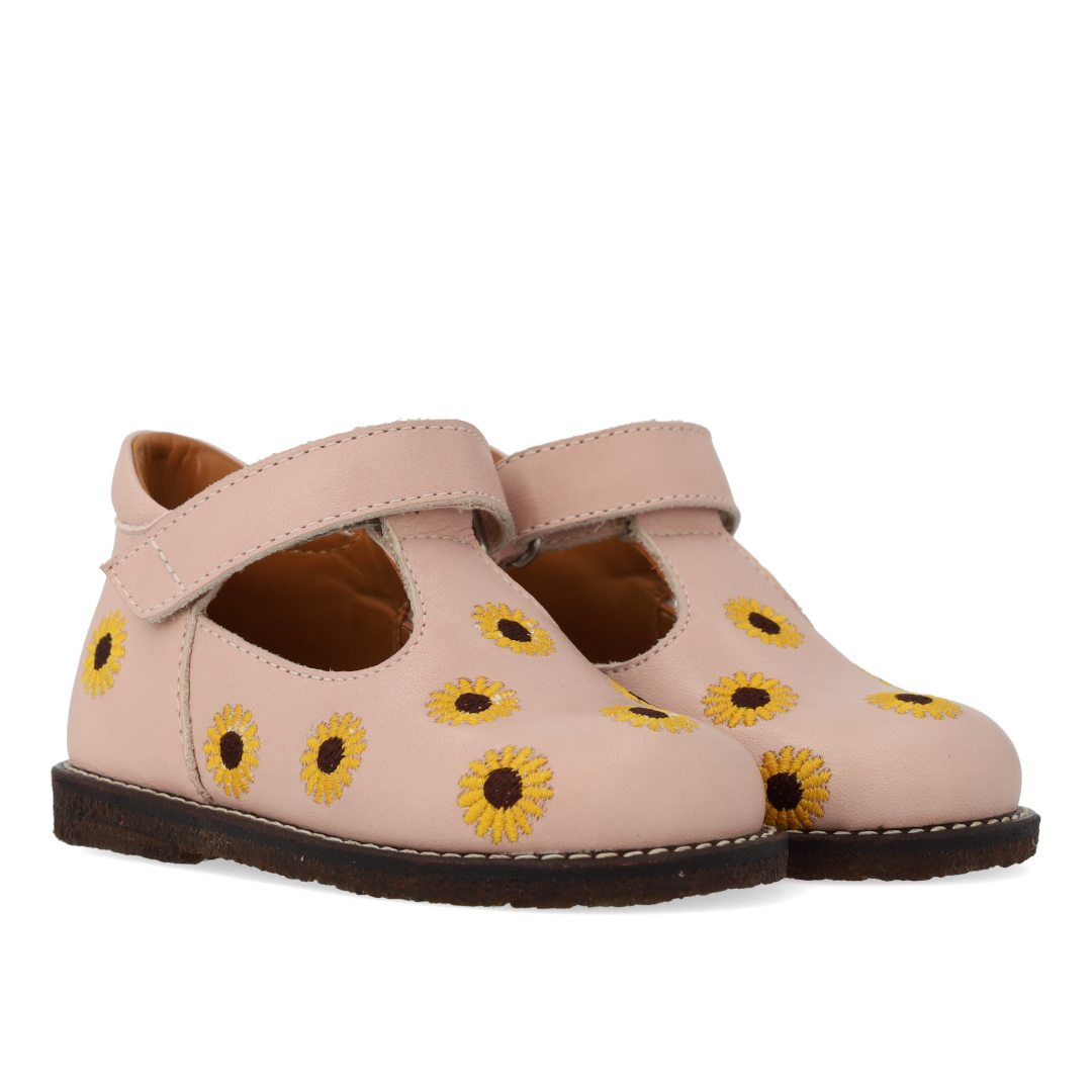 Classic toddler tulle shoes with sunflower embroidery