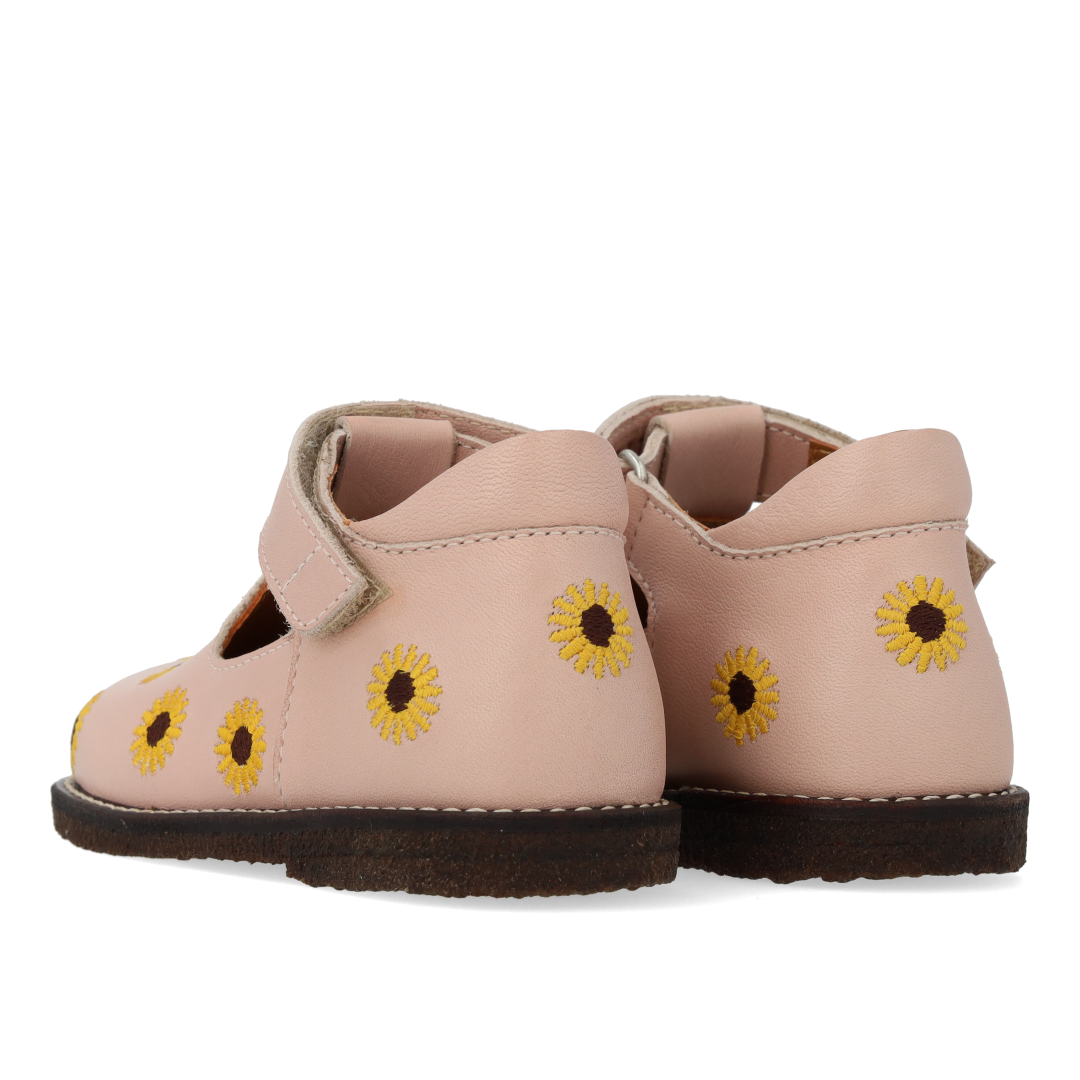Classic toddler tulle shoes with sunflower embroidery