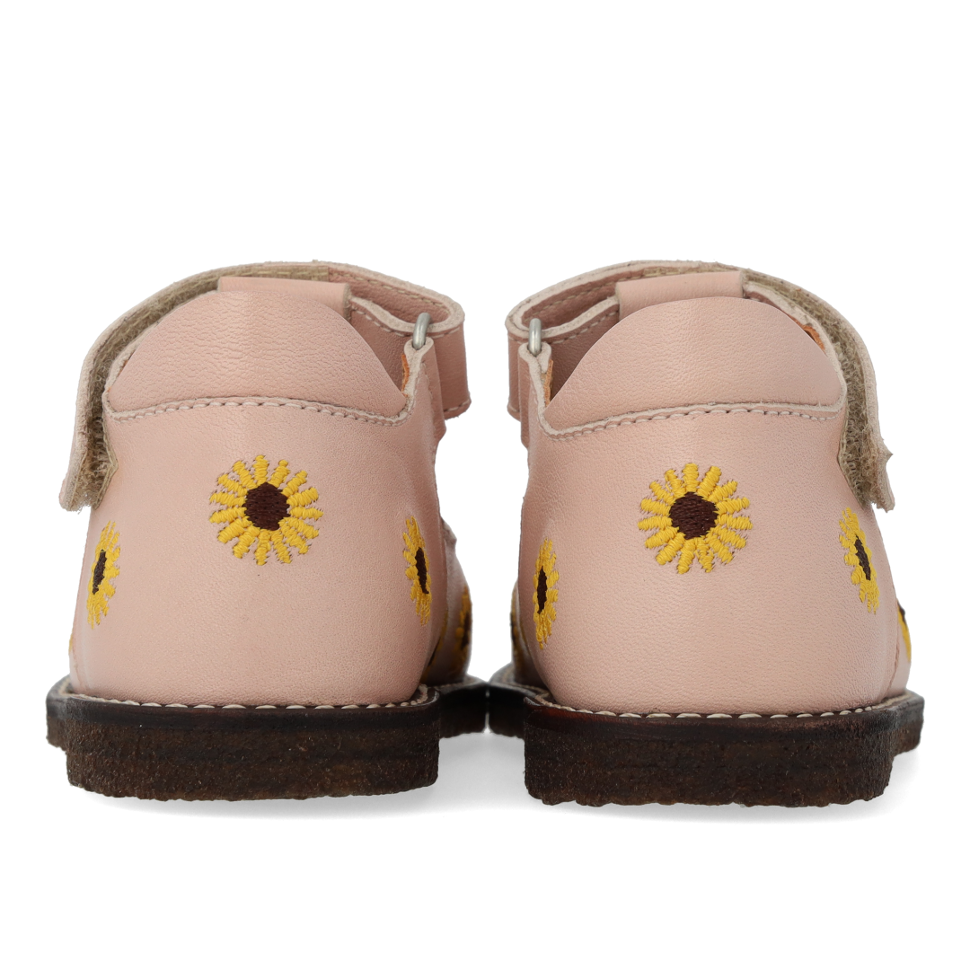 Classic toddler tulle shoes with sunflower embroidery