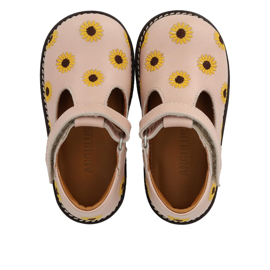 Classic toddler tulle shoes with sunflower embroidery