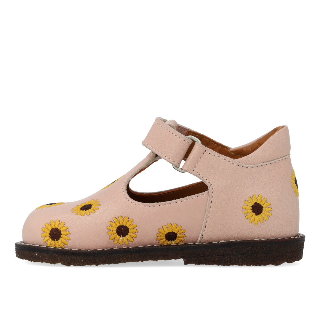Classic toddler tulle shoes with sunflower embroidery