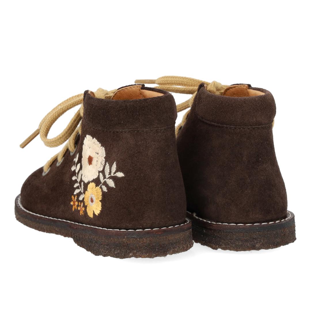Toddler lace-up shoes with floral embroidery