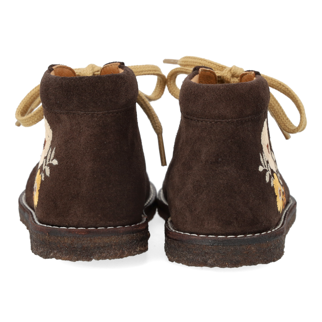 Toddler lace-up shoes with floral embroidery