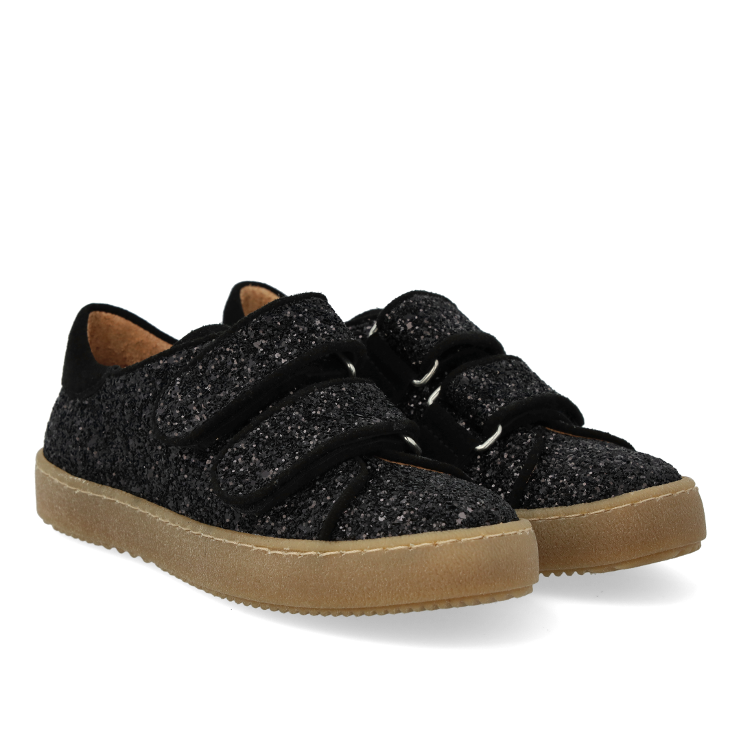 Sporty velcro-sneaker in sparkling glitter