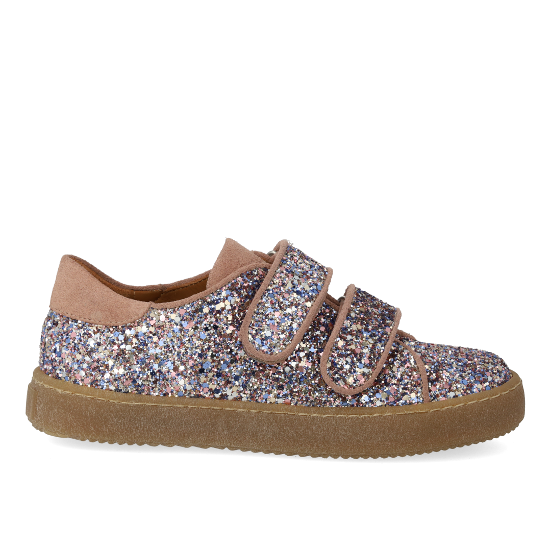 Sporty velcro-sneaker in sparkling glitter