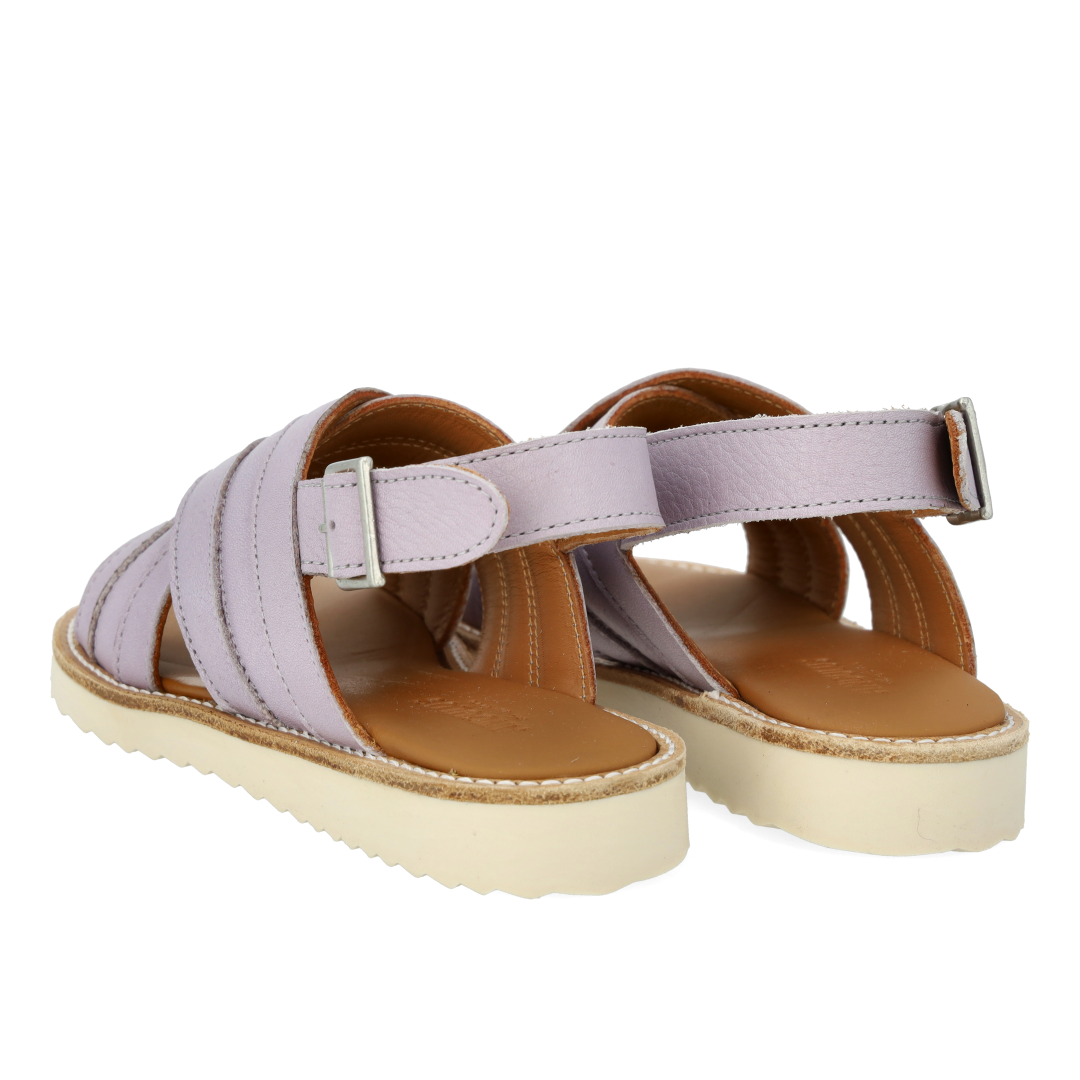 Padded cross sandal with buckle closure