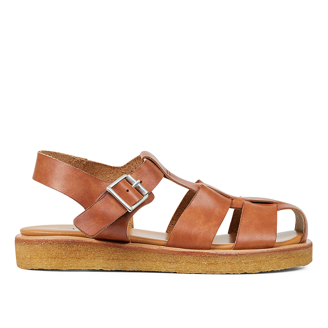 Sandal with buckle and closed toe