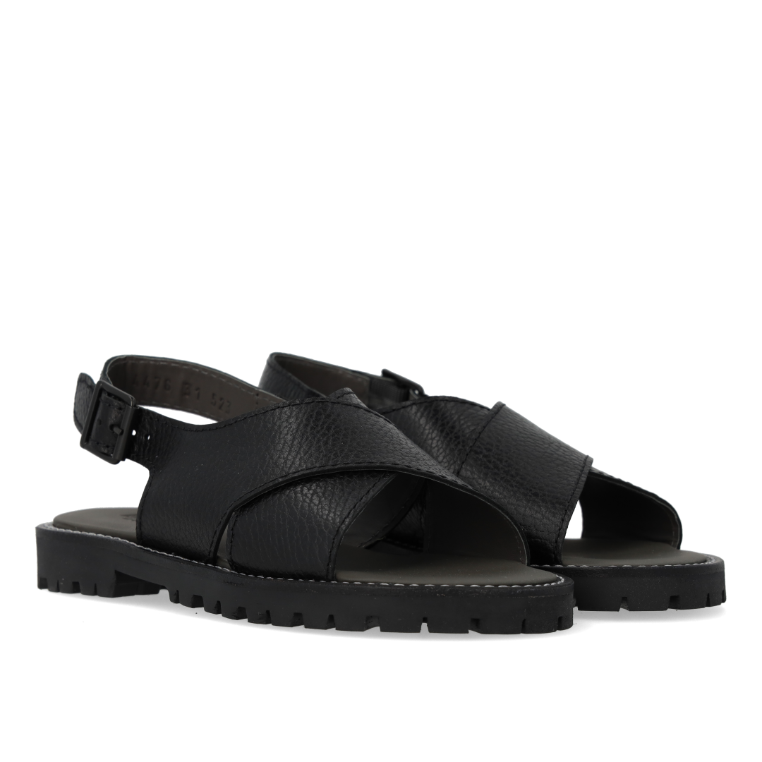 Leather cross-strap sandal