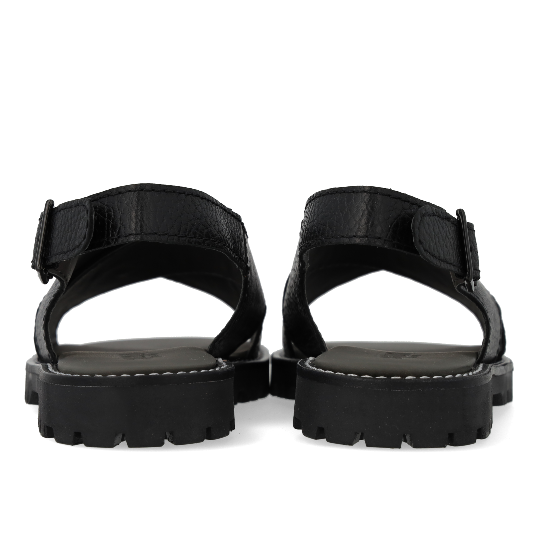 Leather cross-strap sandal