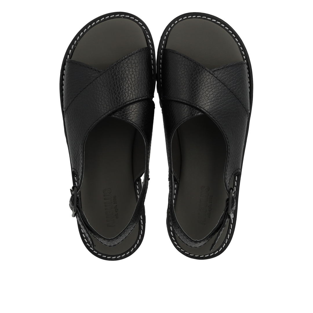 Leather cross-strap sandal