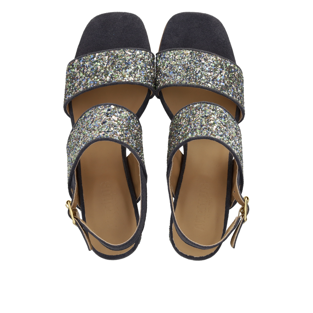 Strappy sandal in sparkling glitter