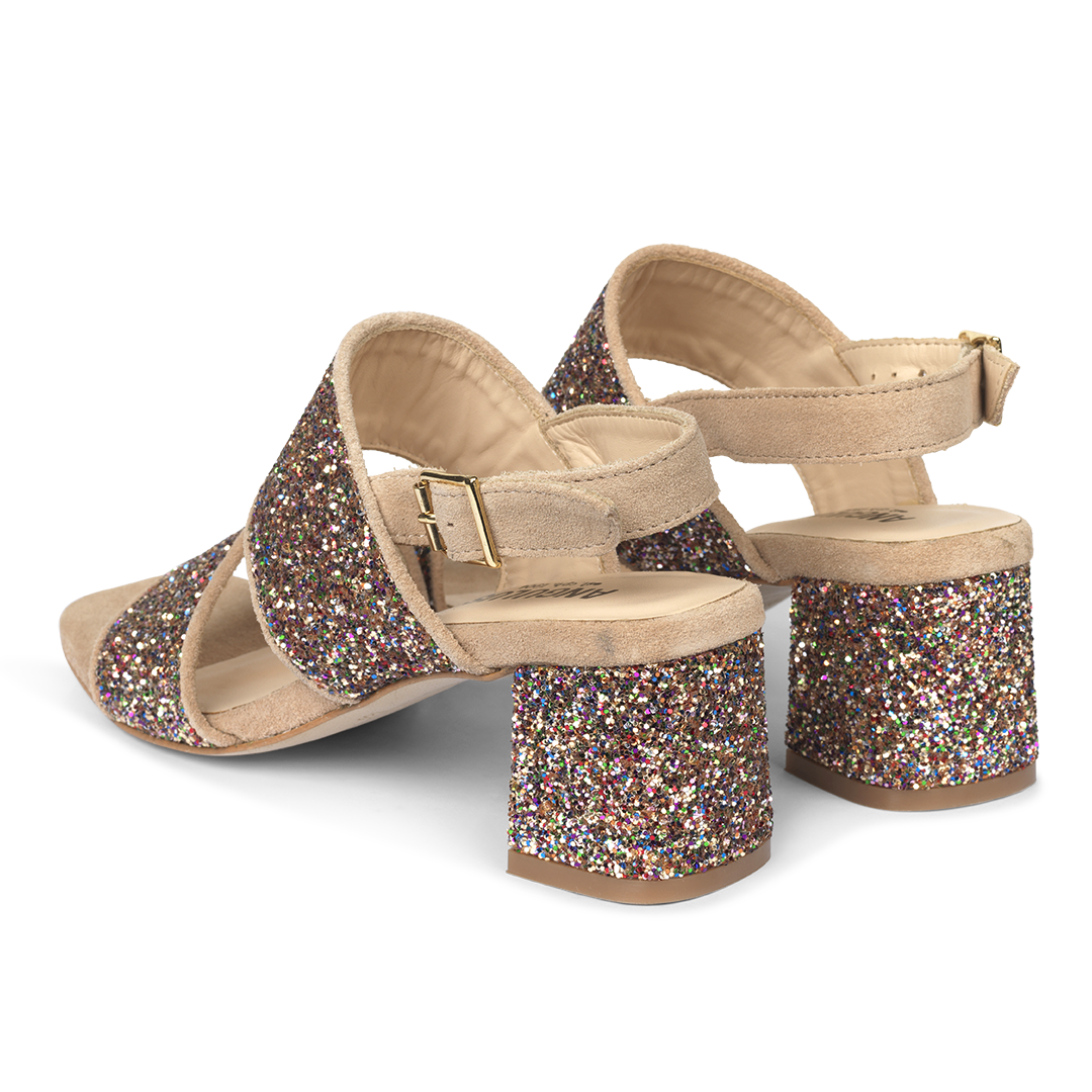 Strappy sandal in sparkling glitter