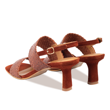 Hand-braided sandal with heel