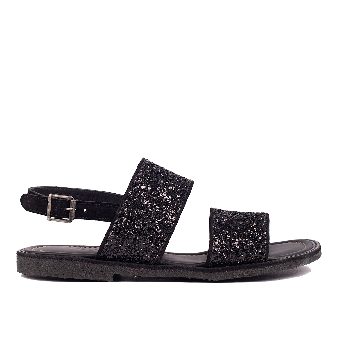 Sandal with sparkling black glitter