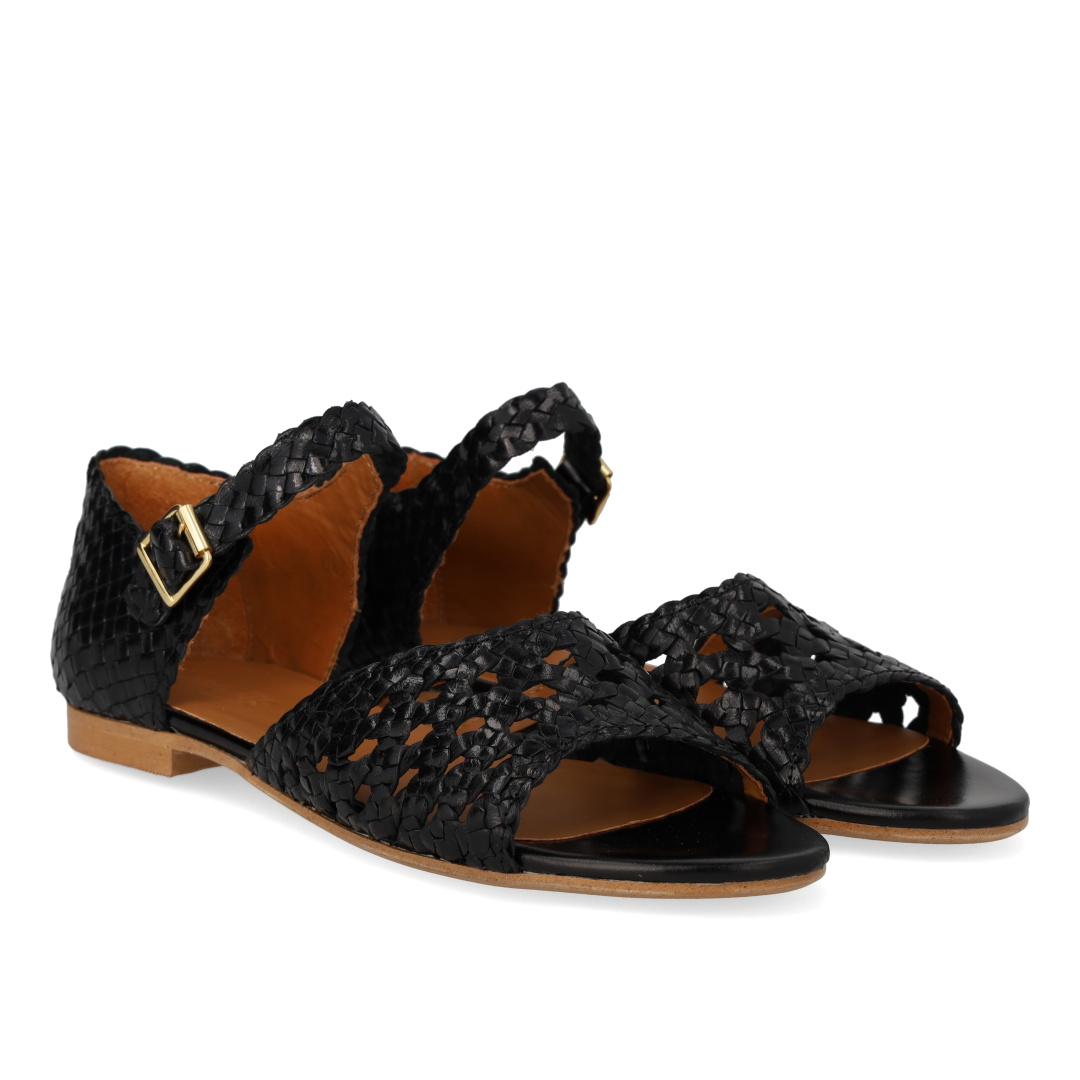 Hand-braided sandal with openwork detail