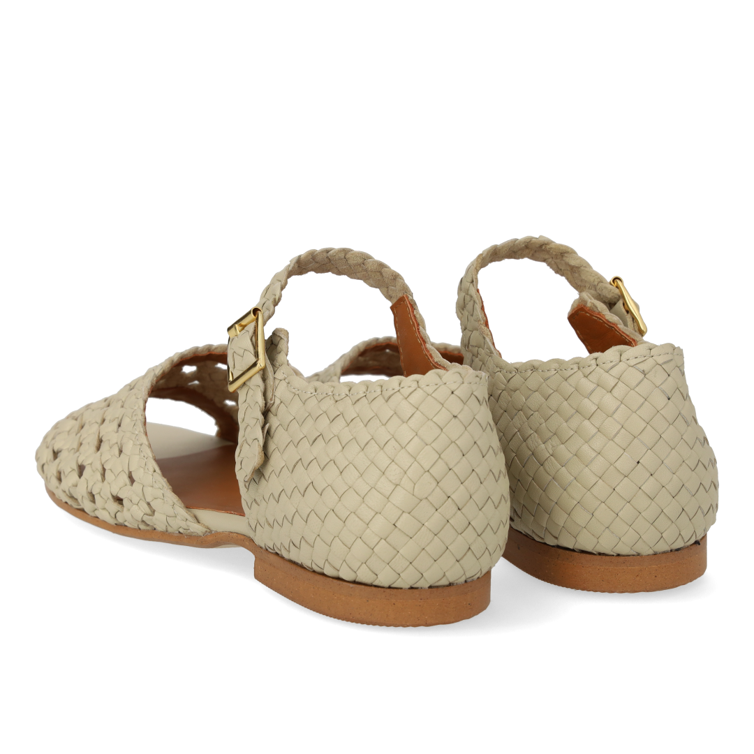 Hand-braided sandal with perforated pattern detail