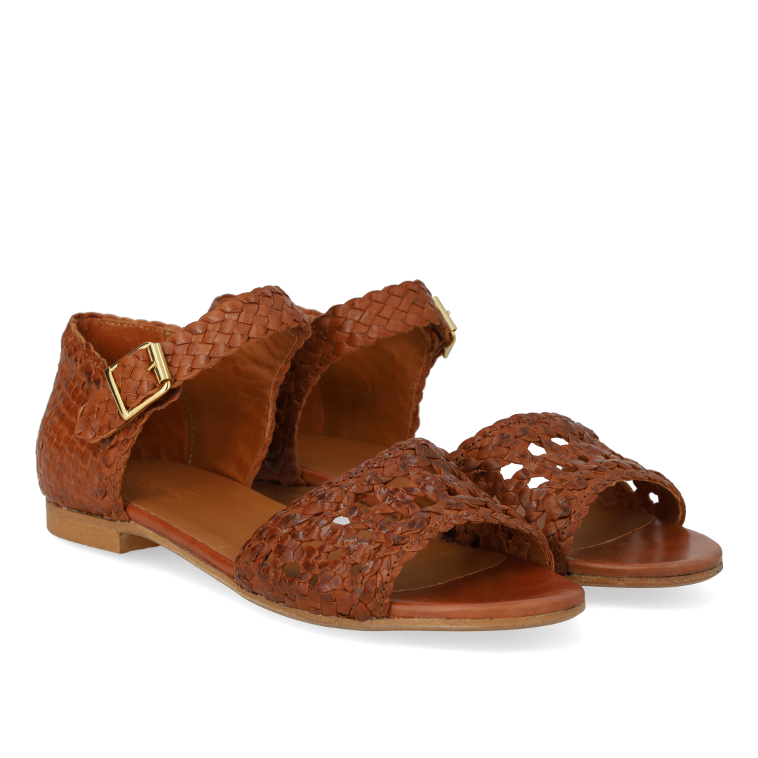 hand-braided sandal with cut-out pattern detail