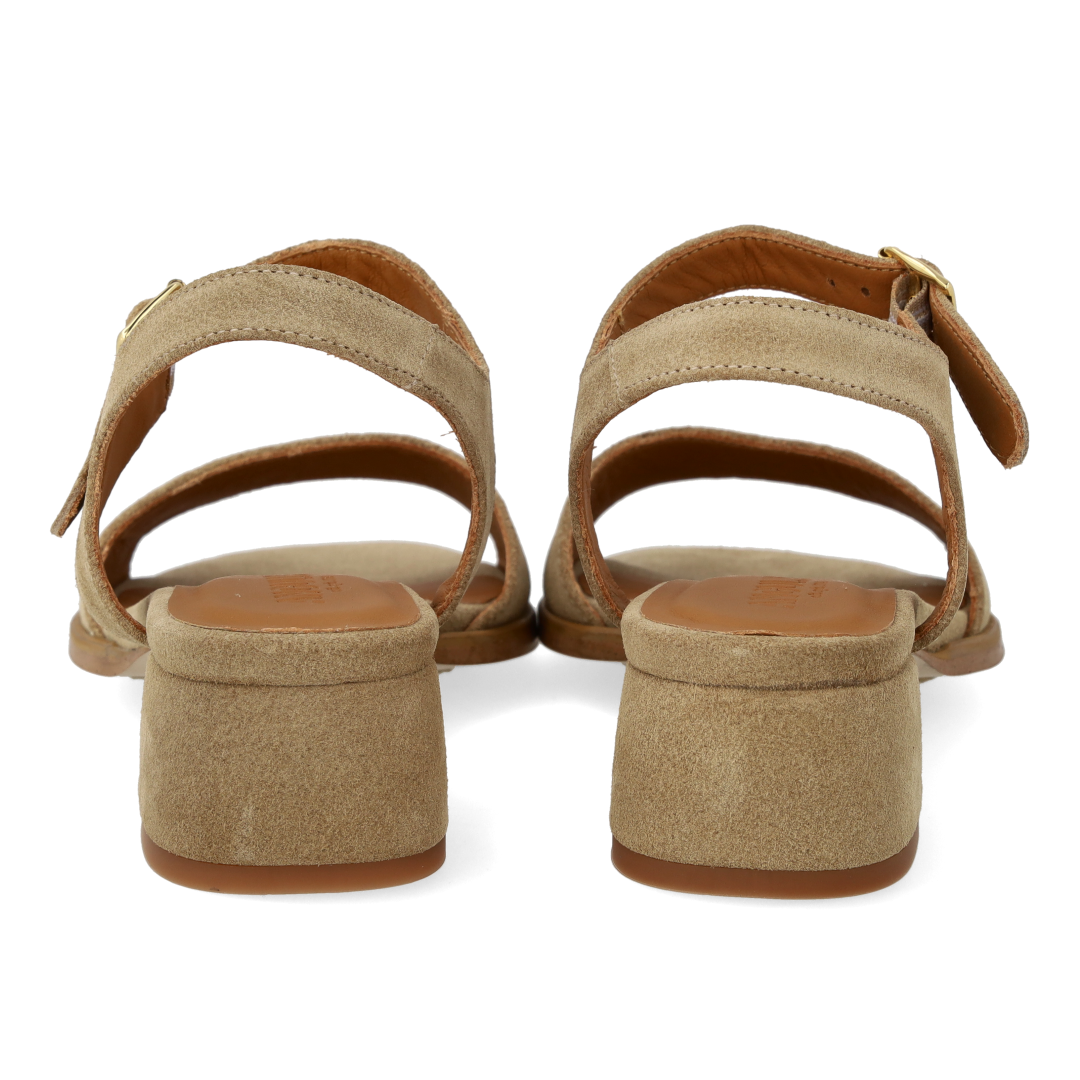 Sandal with curved block heel