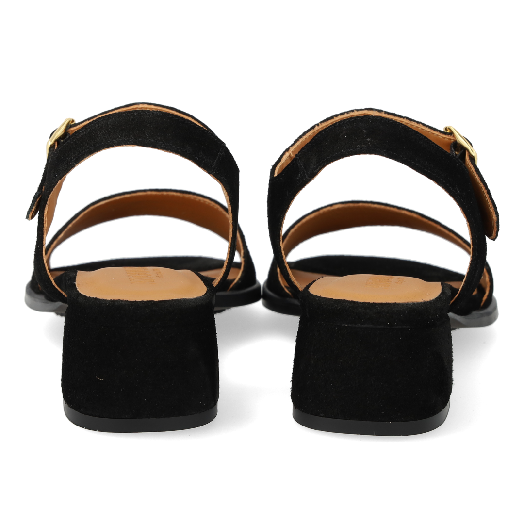 High-heeled sandal in black suede
