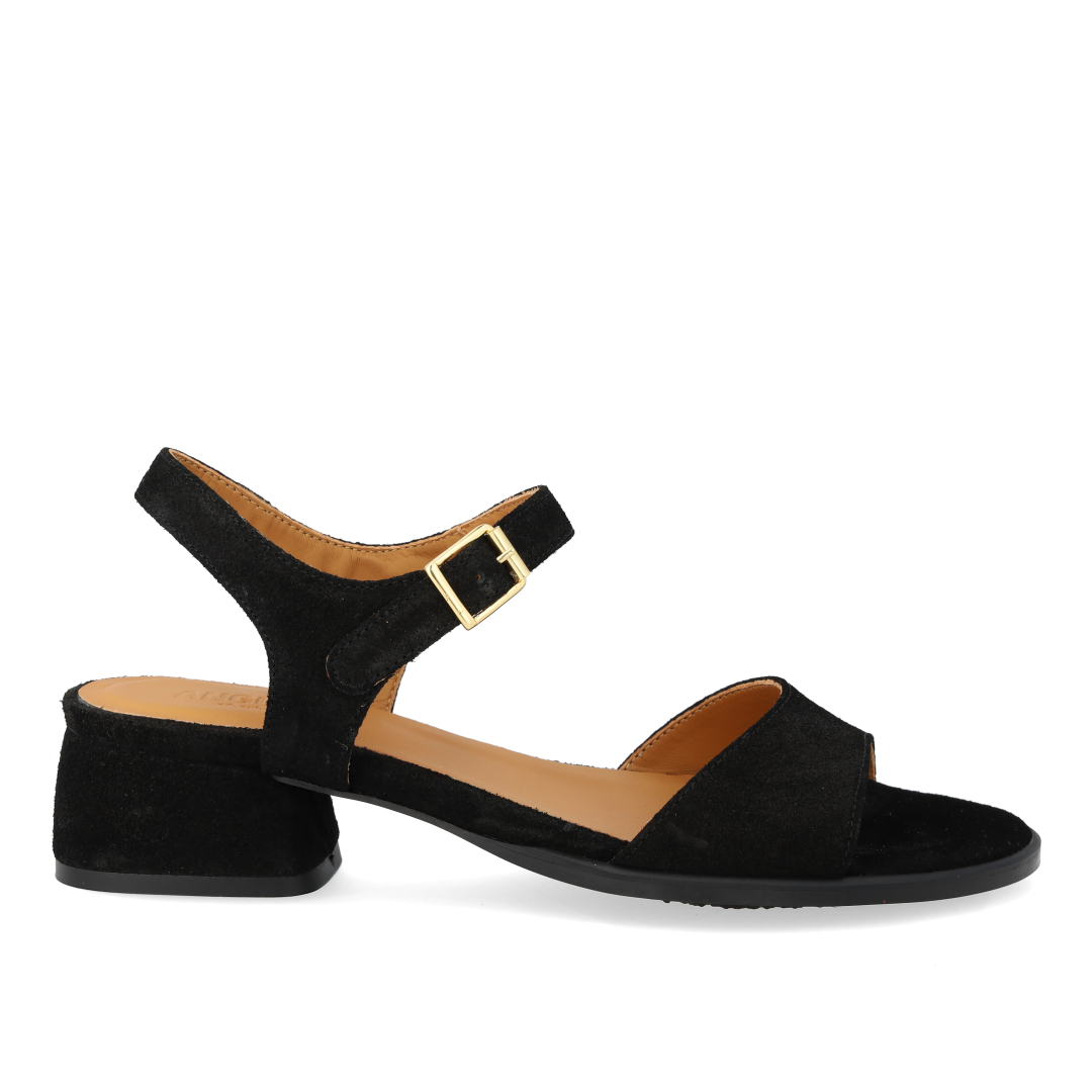 High-heeled sandal in black suede