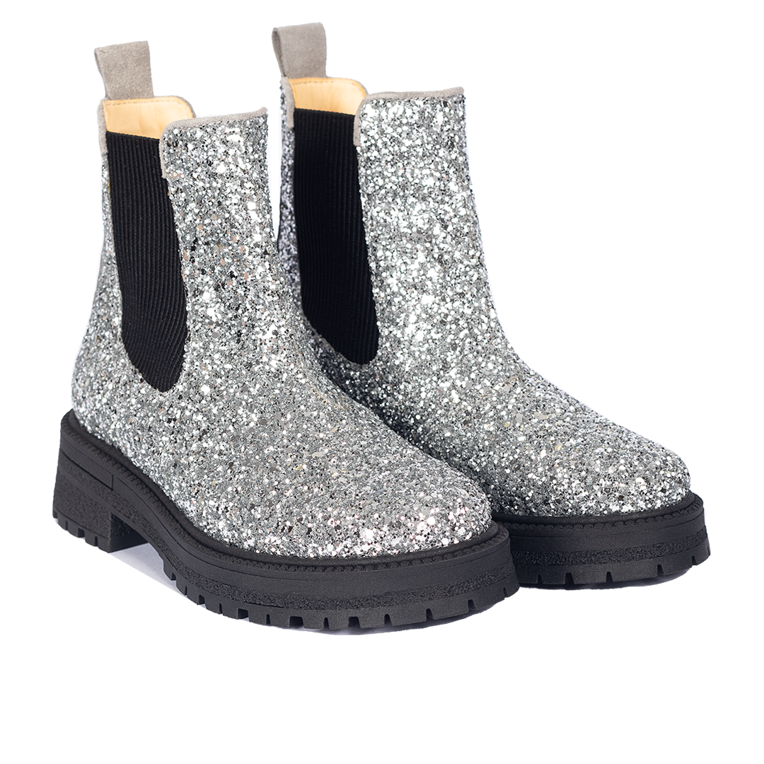 Glitter chelsea boot with track sole