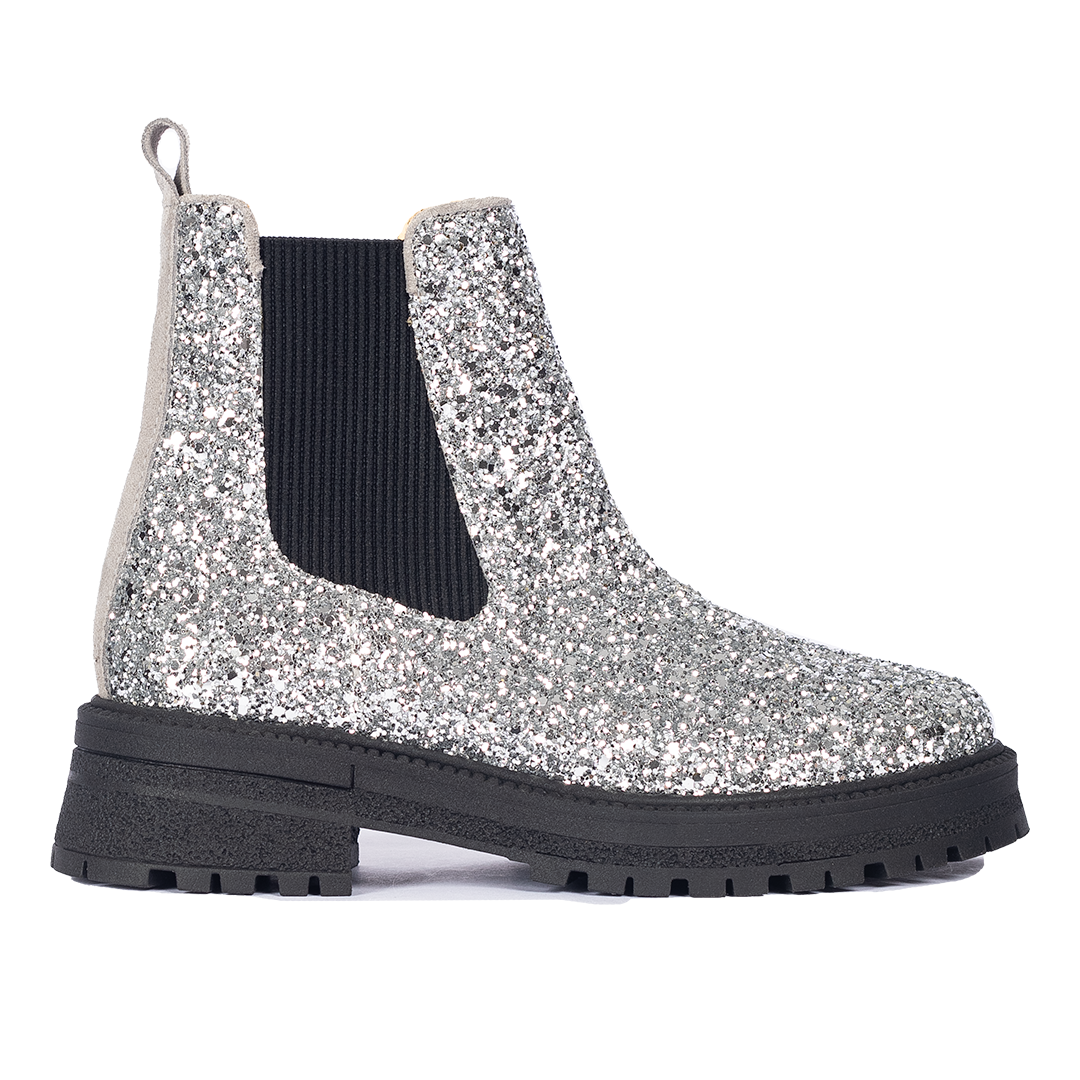 Glitter chelsea boot with track sole