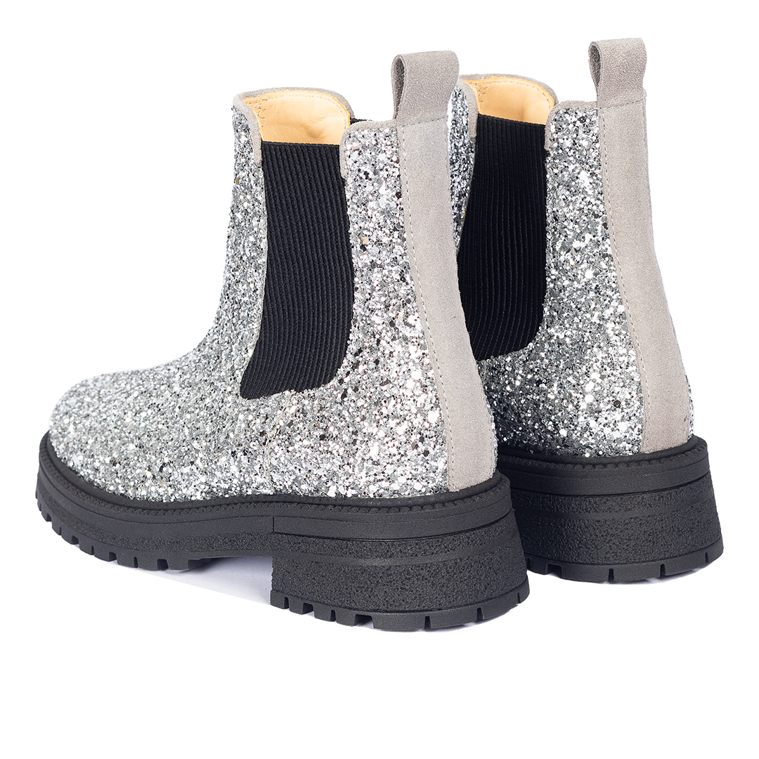 Glitter chelsea boot with track sole