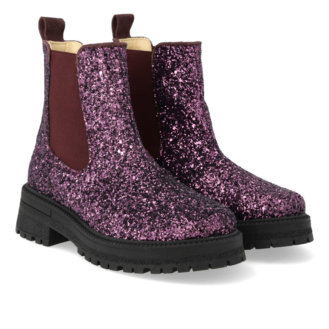 Glitter chelsea boot with track sole