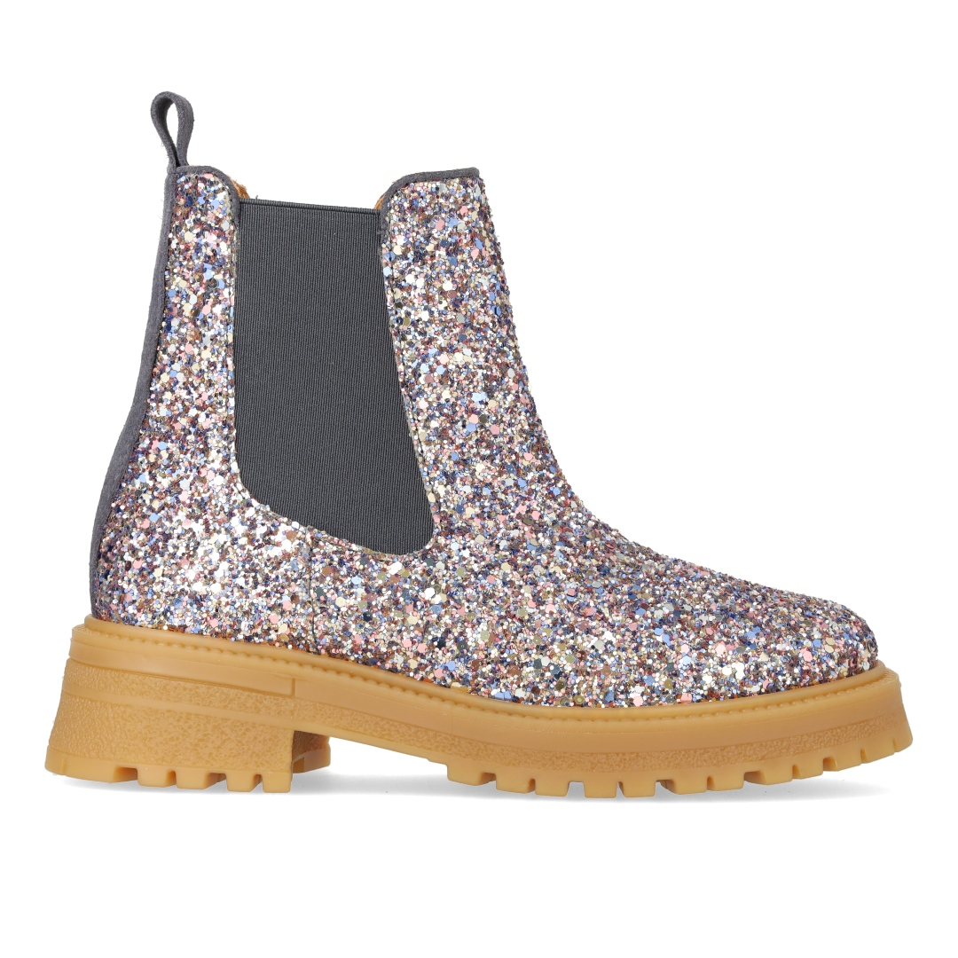 Glitter chelsea boot on track-sole
