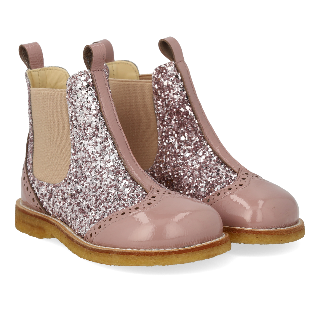 Chelsea boot with glitter and brogue detailing