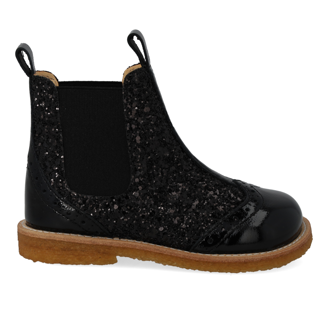 Chelsea støvle med glitter og brogues detaljer