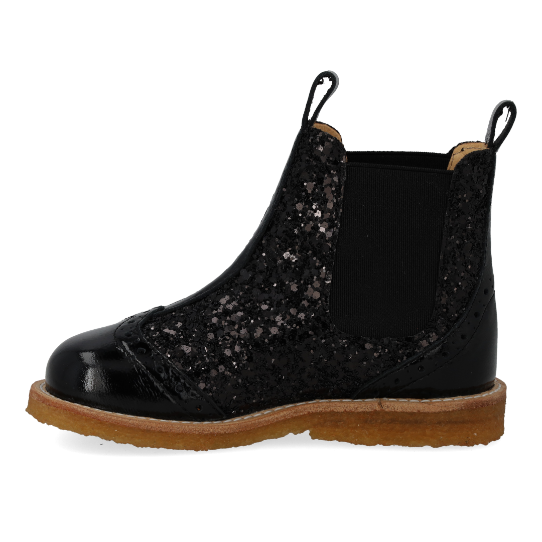 Chelsea støvle med glitter og brogues detaljer