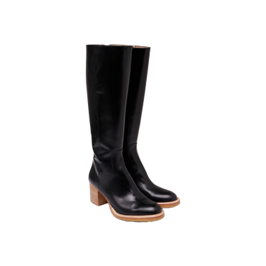 70s inspired long shafted leather boot