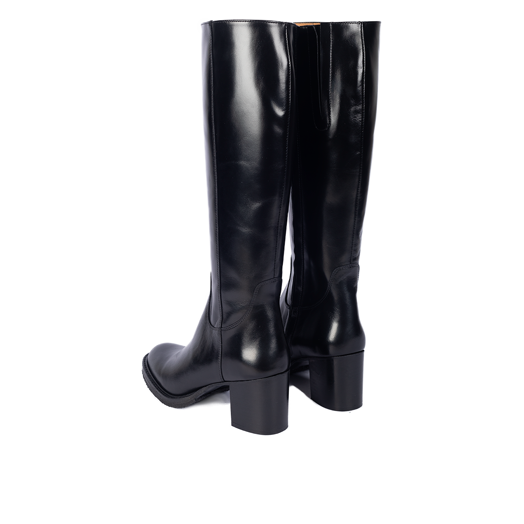 70s-inspired long shafted leather boot