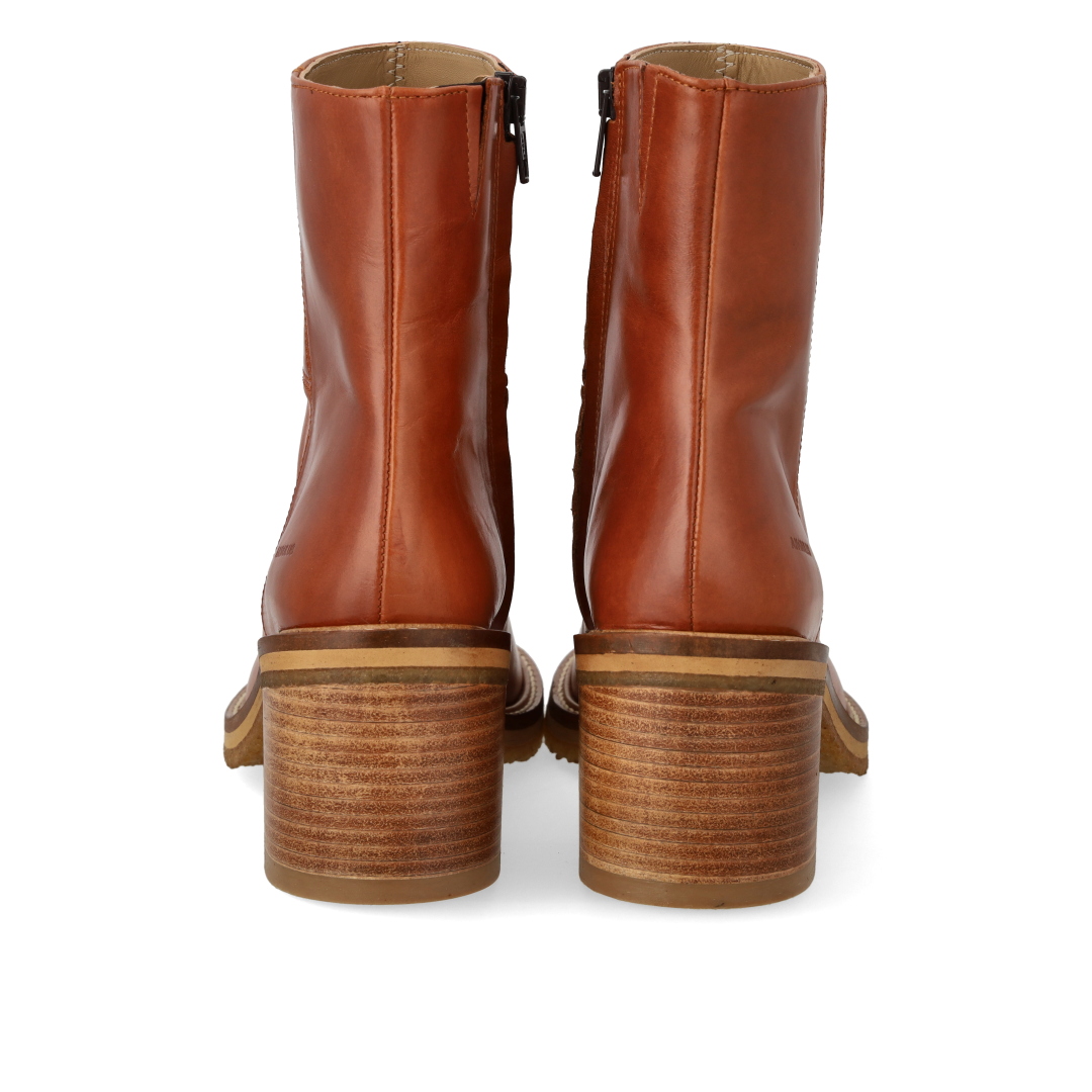 Block-heel ankle boot with zipper
