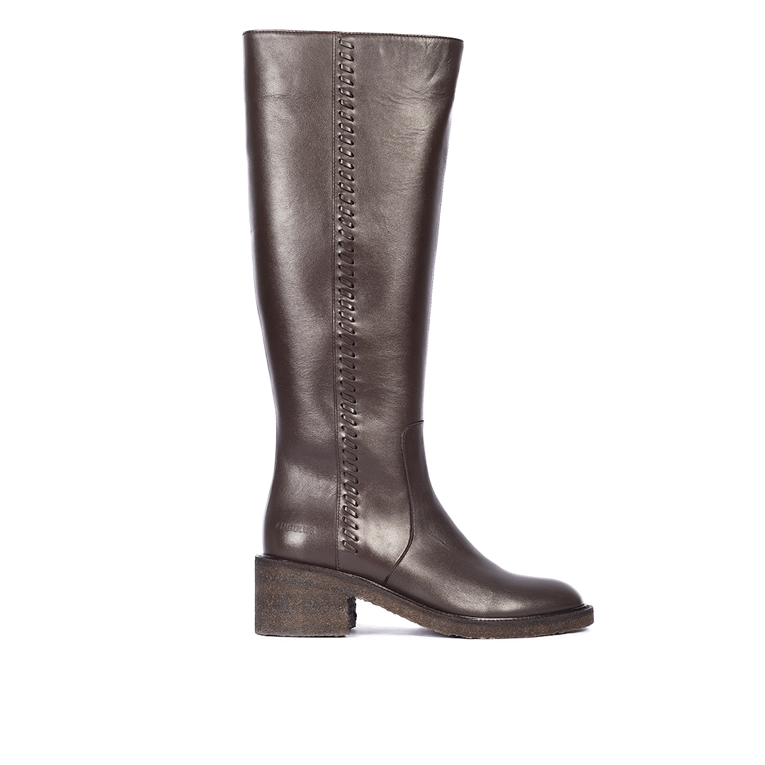 Long Shafted boot with braided stitching details