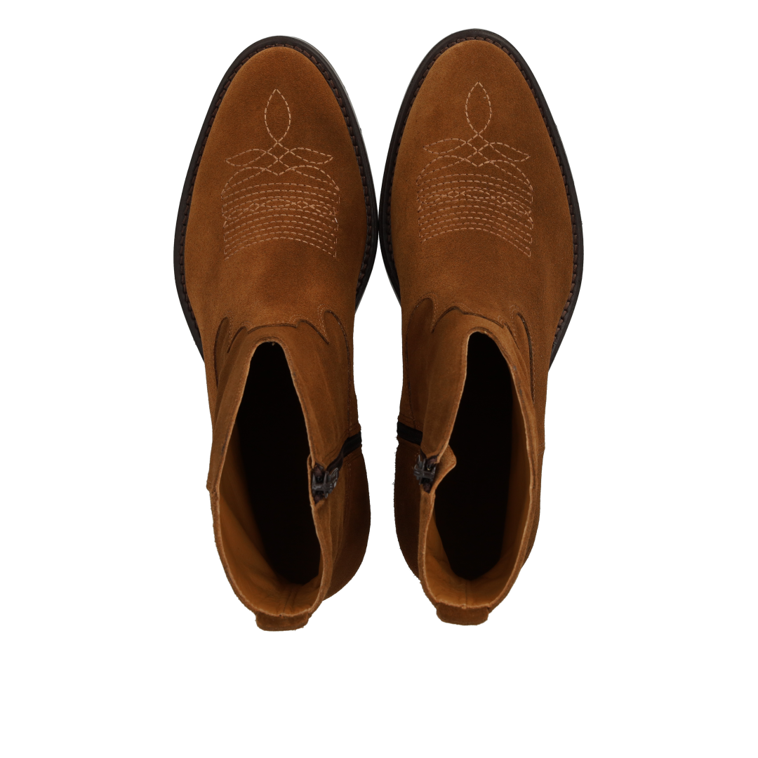 Cowboy boot with decorative stitching