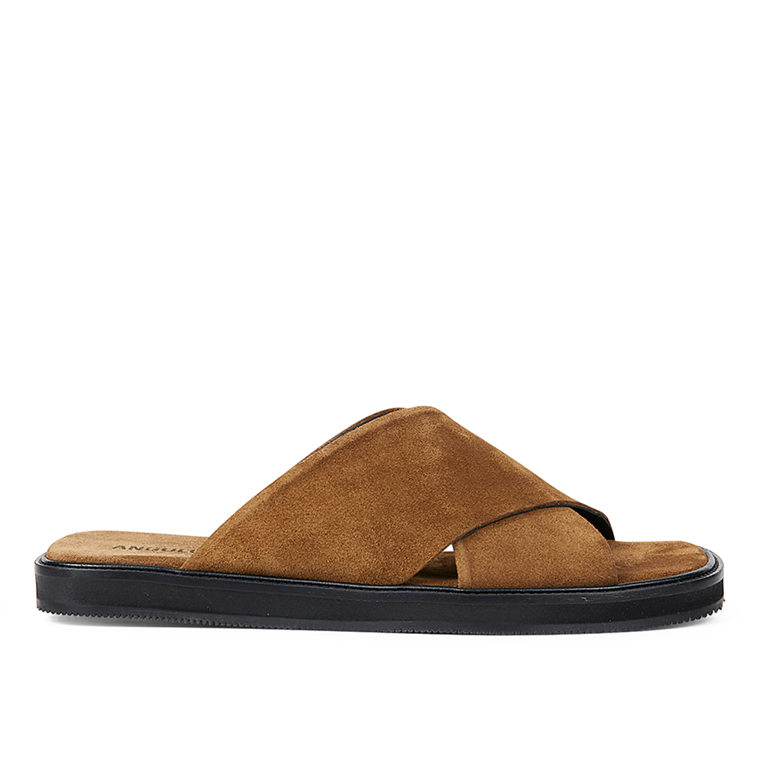 Slip-on criss-cross leather sandal