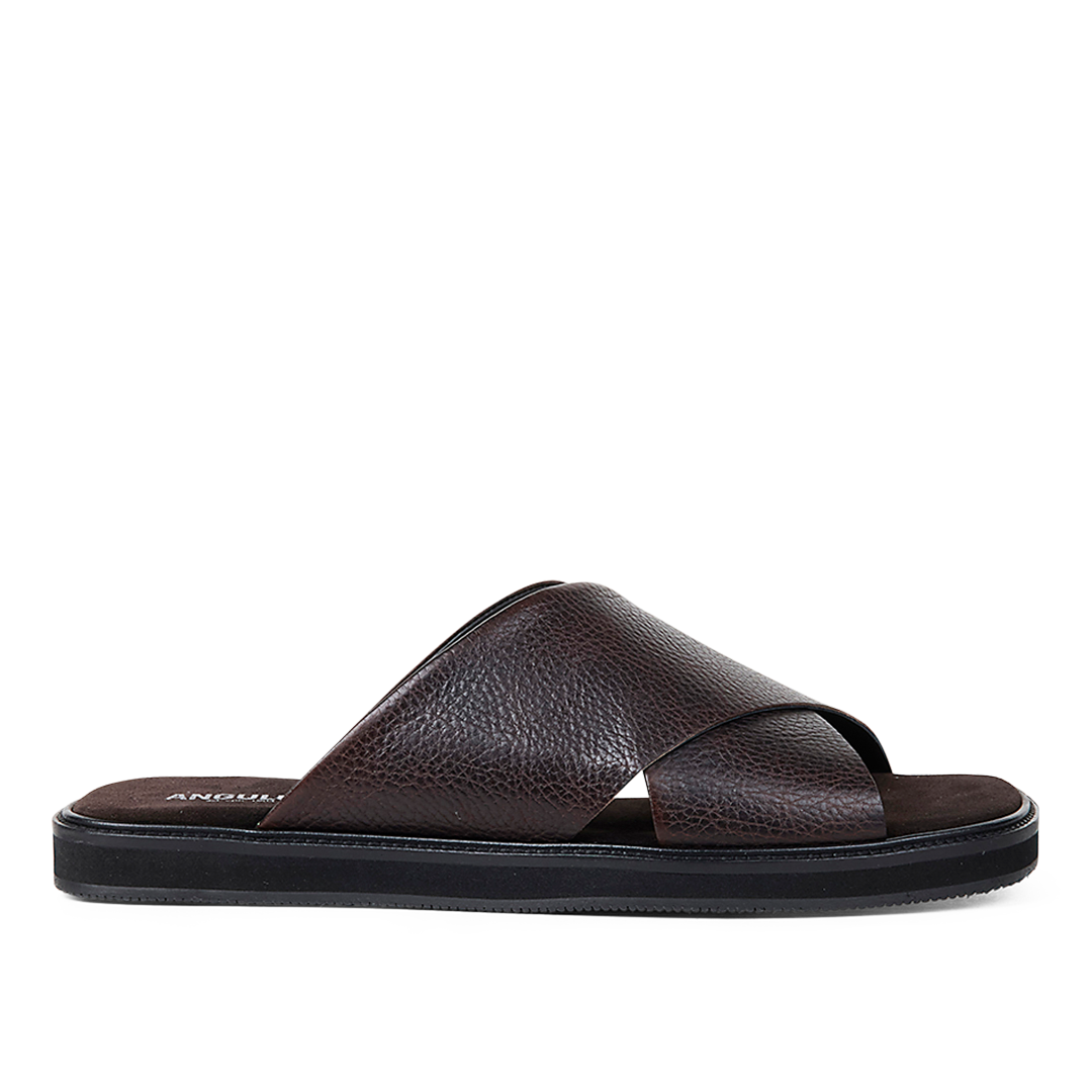 Slip-on crisscross leather sandal