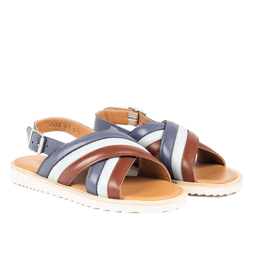 Padded cross sandal with buckle closure
