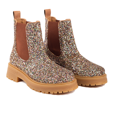 Glitter chelsea boot on track sole