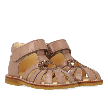 Heart sandal with glitter and velcro closure