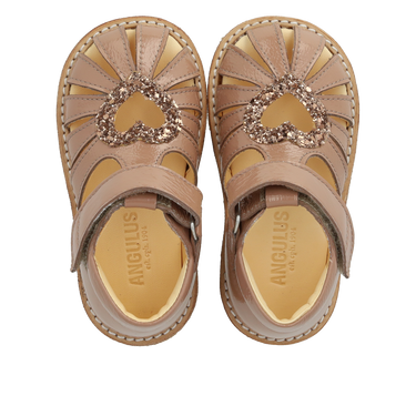 Heart sandal with glitter and velcro closure