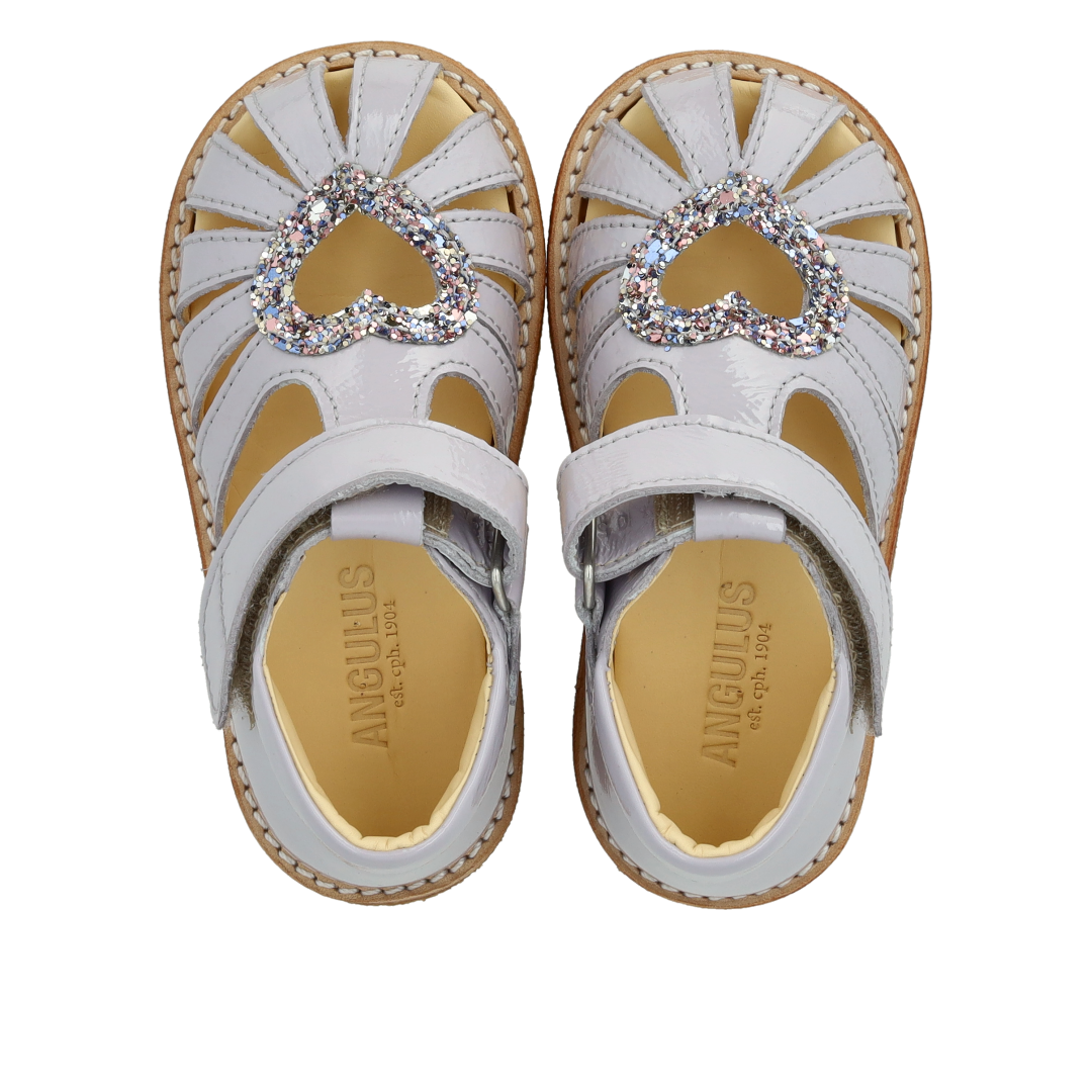 Heart sandal with glitter and Velcro closure