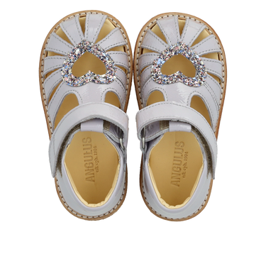 Heart sandal with glitter and velcro closure