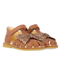 Sandal with glitter bow and velcro closure
